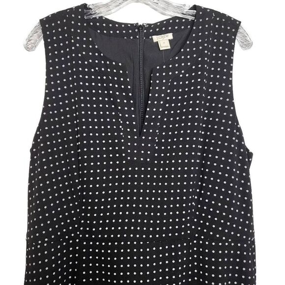 J.Crew Black Polka Dot Sleeveless Shift Mini Dress Size 16 - Picture 2 of 10
